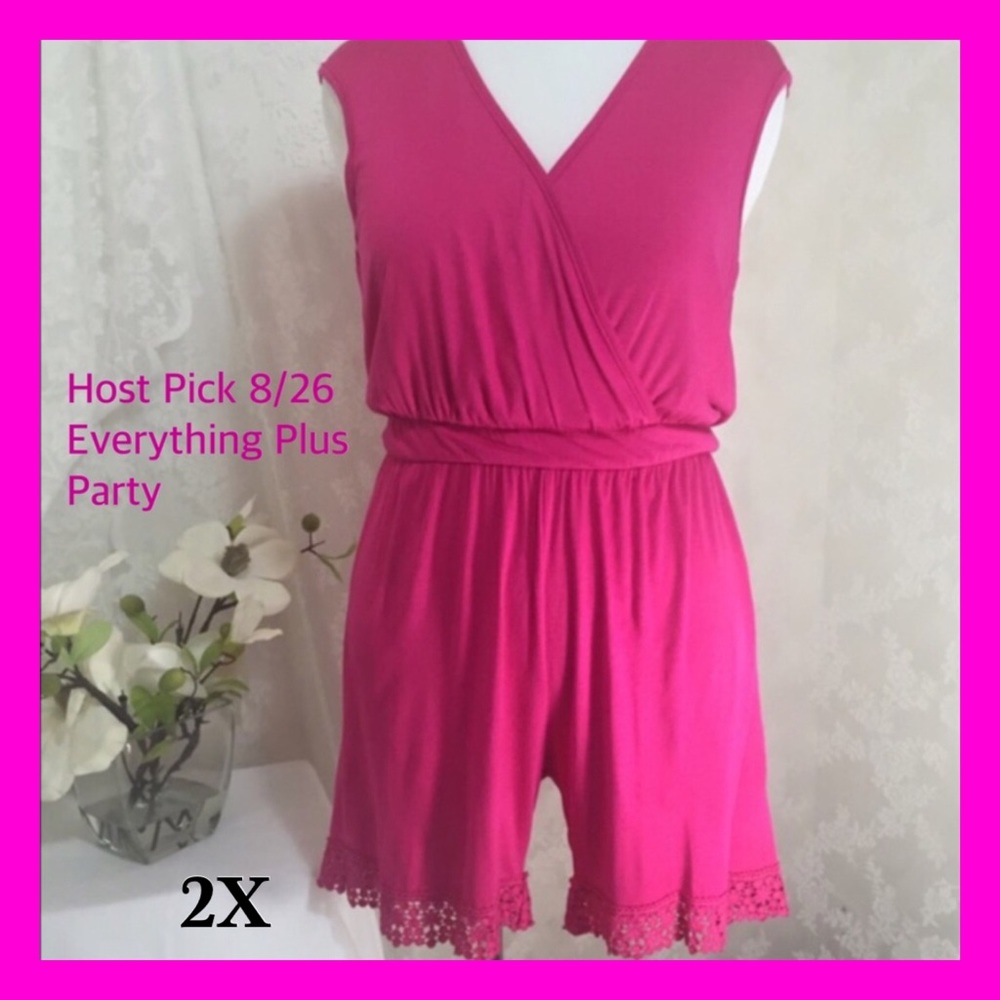 Pink Romper With Lace Size 2X